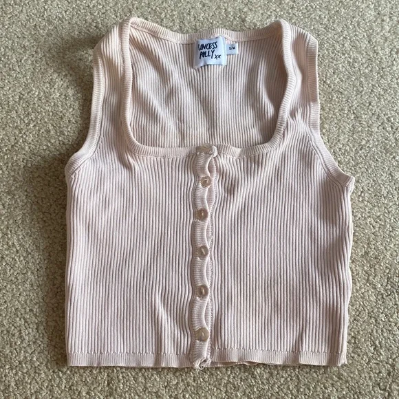 princess polly ribbed tank button up - Picture 1 of 2